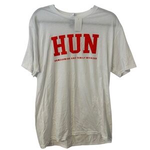 NEW White & Red Hun School Top Shirt Family Design Men’s Unisex Size Large Fit!